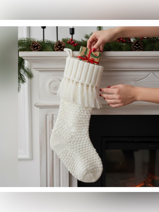 N/A Other - Cozy Knit Cream Christmas Stocking color Cream